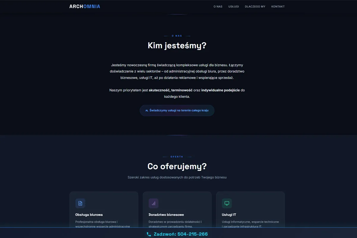 ARCHOMNIA - Kompleksowe Usługi dla Biznesu - O firmie