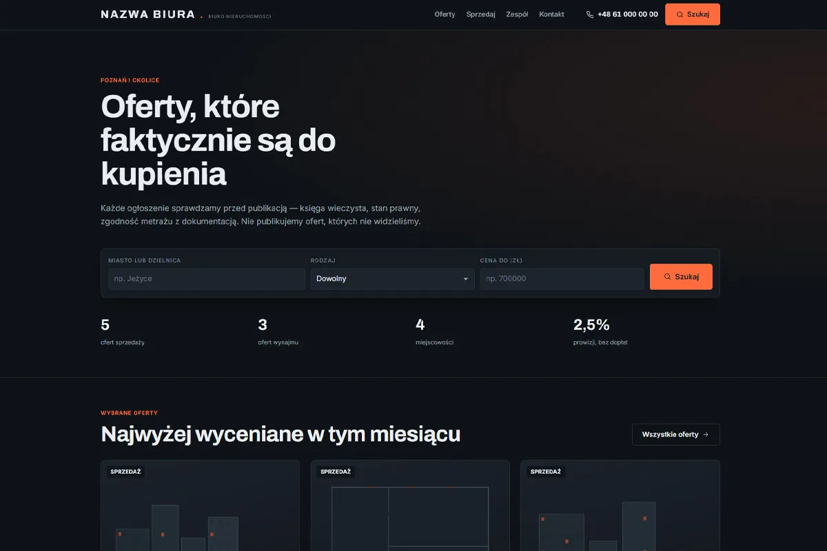 Strona biura nieruchomości ATRIUM