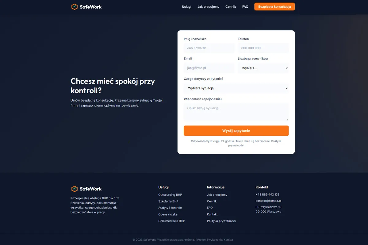 Strona dla inspektora BHP SafeWork - screenshot 5
