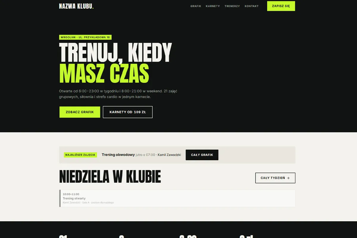 Strona siłowni i klubu fitness