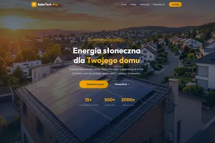 Strona dla firmy fotowoltaicznej SolarTech Pro