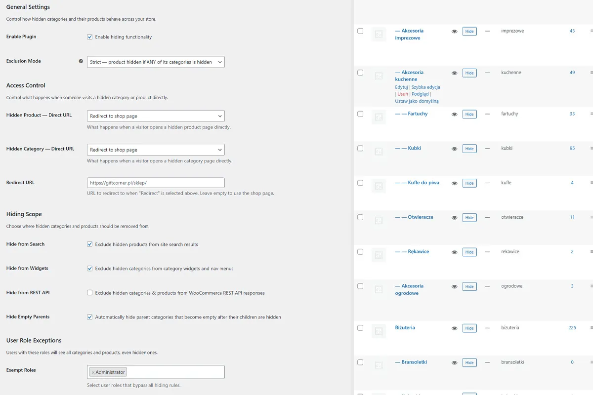 Hide Category & Products For WooCommerce - screenshot 2