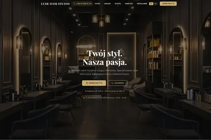Strona dla salonu fryzjerskiego LUXE HAIR STUDIO