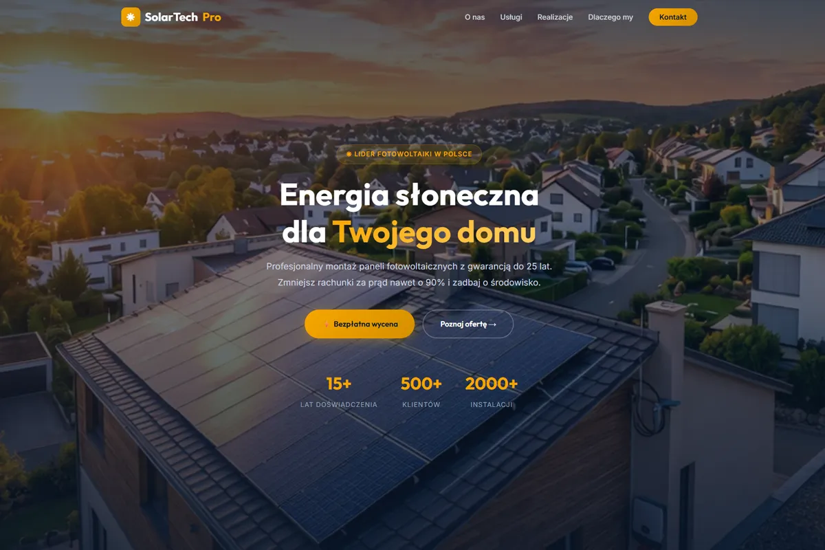 Solar panel company website SolarTech Pro