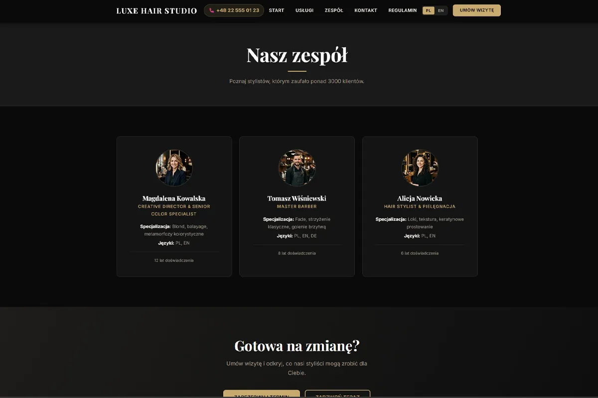 LUXE HAIR STUDIO - Zespół