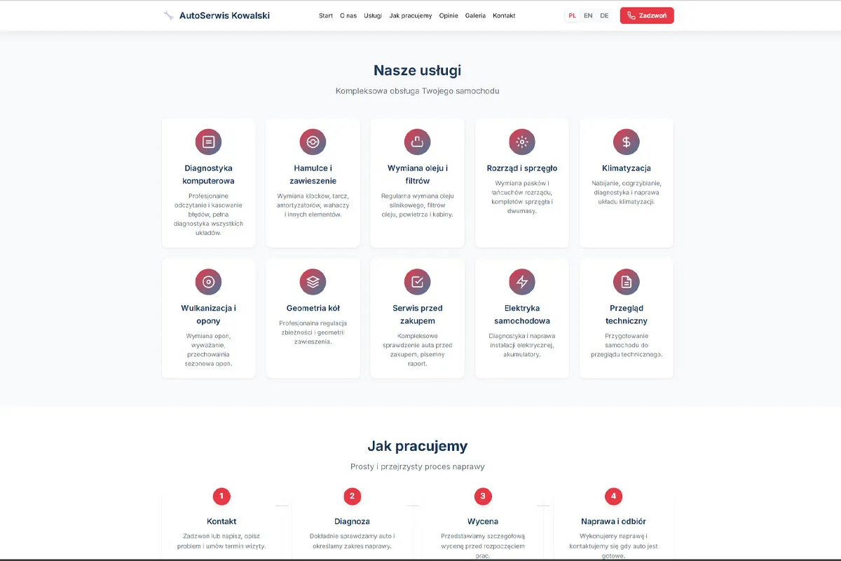 Strona warsztatu samochodowego AutoSerwis - screenshot 3
