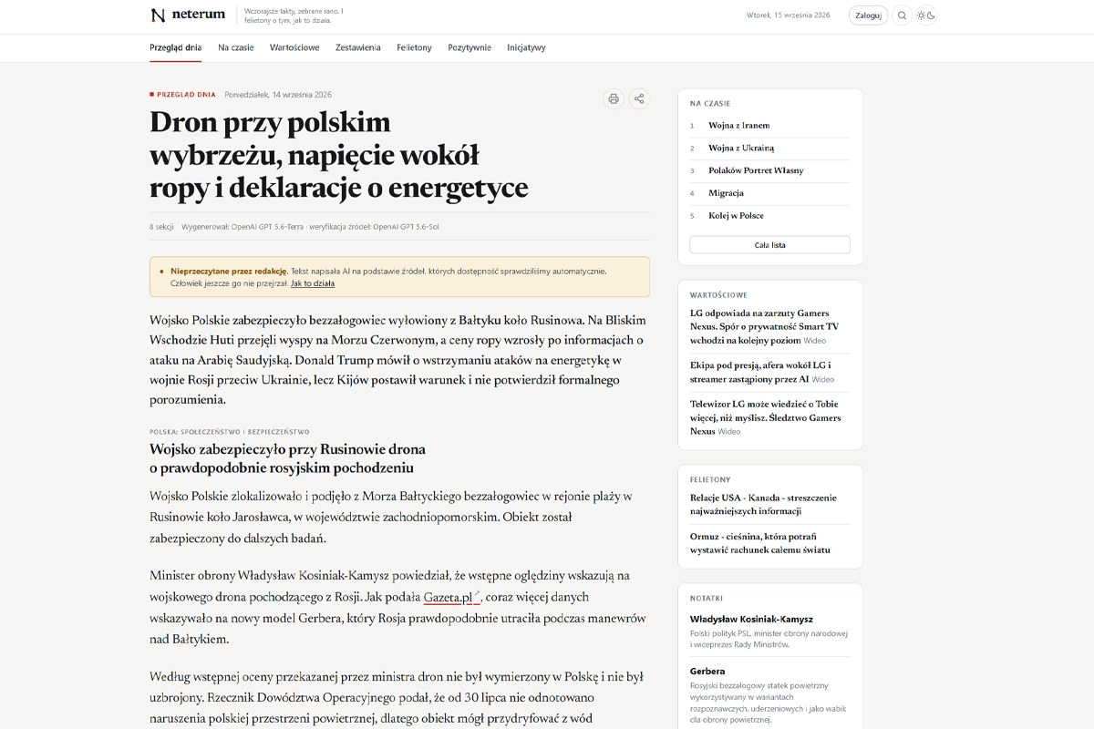 News portal with an AI pipeline under editorial supervision
