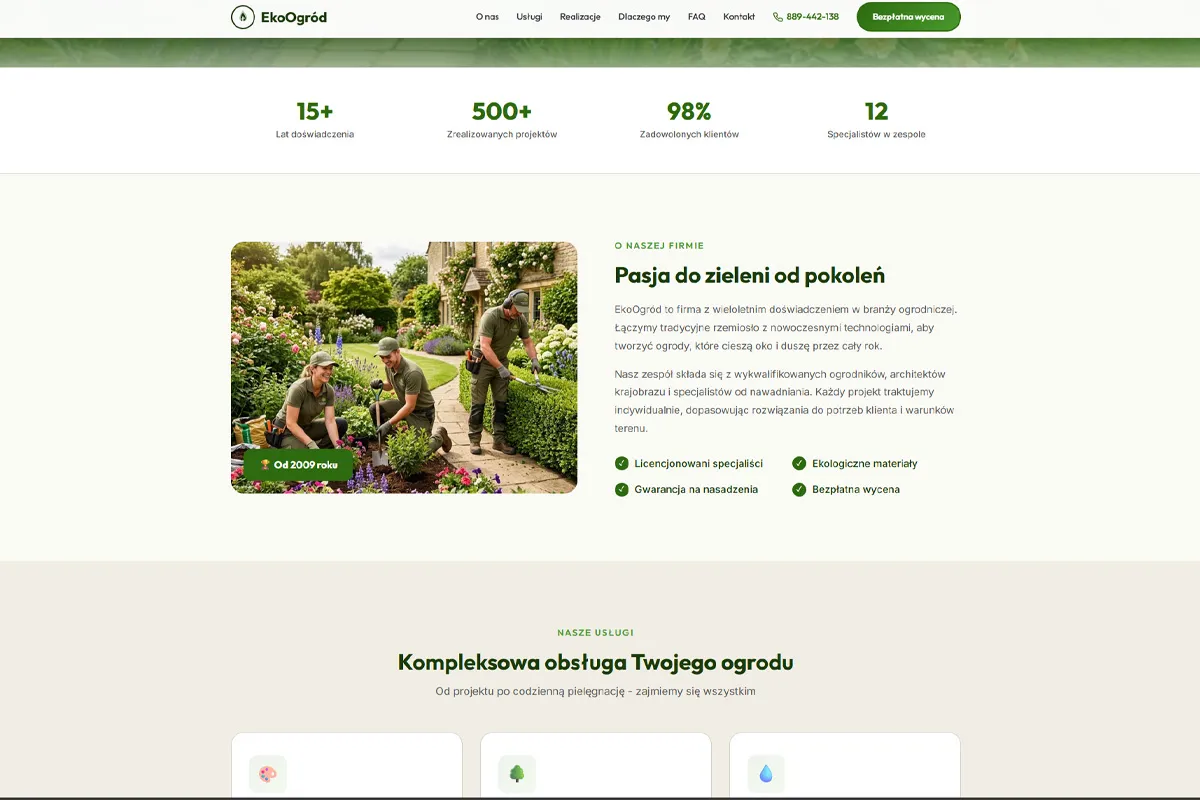 Gardening company website EkoOgród - screenshot 2