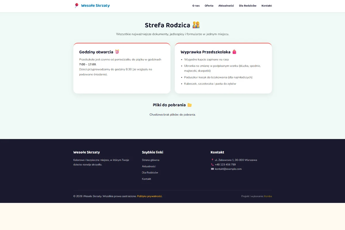 Strona dla przedszkola Wesołe Skrzaty - screenshot 3