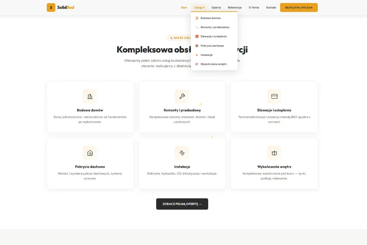 Construction company website SolidBud - screenshot 2