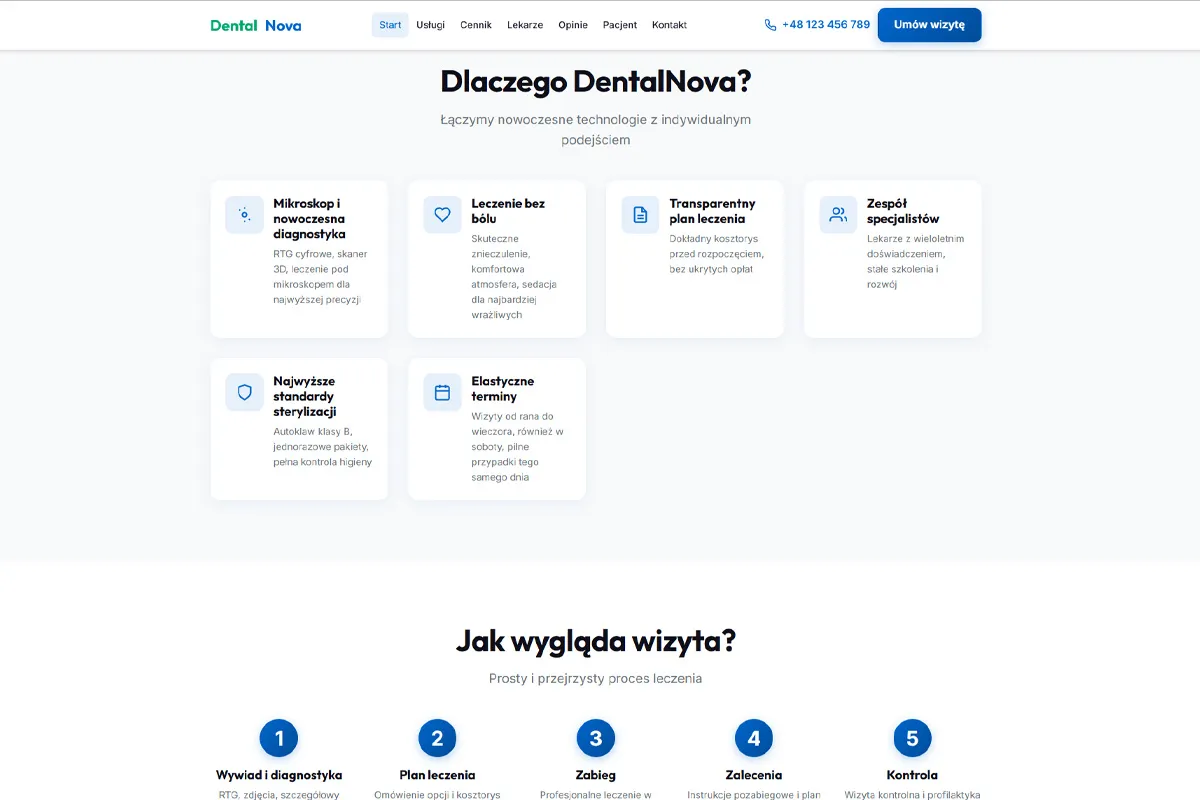 Strona dla gabinetu stomatologicznego DentalNova - screenshot 5